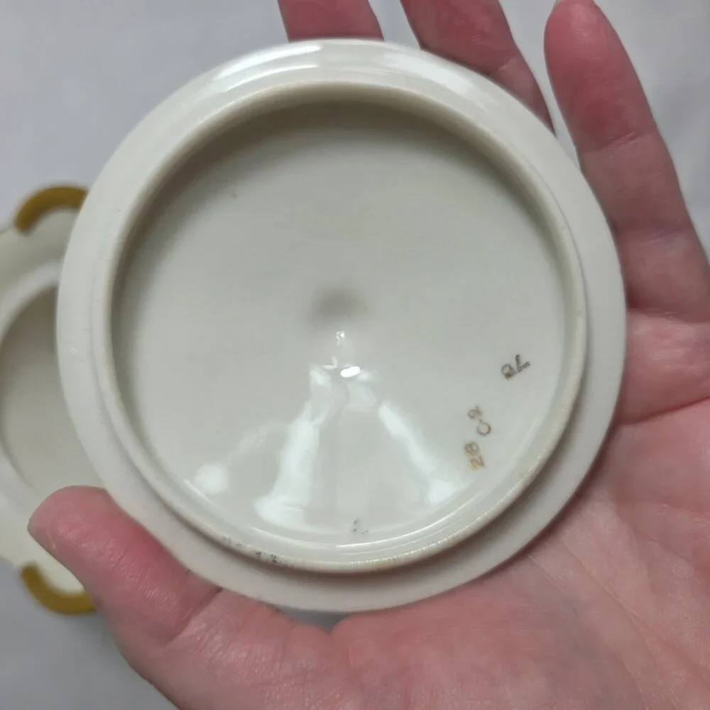 Theodore Haviland Delaware (New York) Sugar Bowl with Lid Ivory with Pink Roses